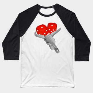 Bull Skull and Craps Dice Baseball T-Shirt